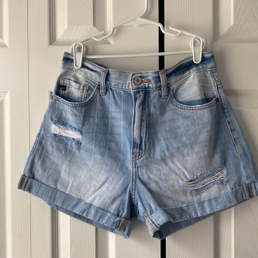 Light wash denim shorts